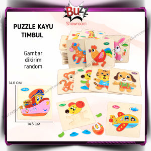 Jigsaw Puzzle Kayu 3D Timbul Wooden Mainan Edukasi Anak montessori