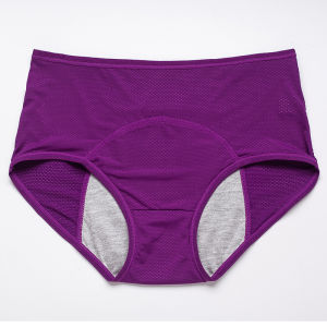 Womens Pure Cotton Menstrual Period Leak-Proof Panties Waterproof Physiological Underwear Solid Color Breathable Briefs
