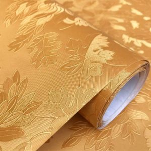 Wallpaper Dinding Motif Bunga Emas Ukuran 45Cm X 8Meter