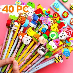 80 PCS Cartoon Pencil Set with Cute Erasers Rubber Head Pencils Diverse Lapis for Kids School Supplies