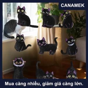 【CANAMEK】 Phim Hoạt Hình Mèo Đen Huy Hiệu Các Bản Vá Lỗi Cho Quần Áo Logo Phụ Kiện Trang Trí Vá Dán DIY Thêu Các Ứng Dụng Cho May