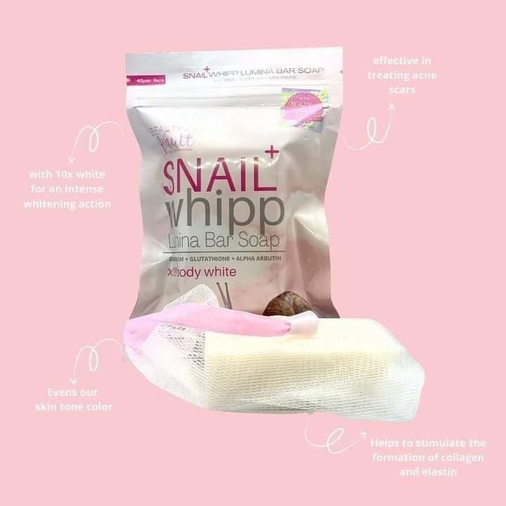 Beauty Vault Snail Whipp Lumina Bar ORIGINAL Beauty Vault Snail + Whipp  Lumina Bar Soap-Beauty Vault Snail Whipp Lumina Bar Soap Whitening with  Glutathione Acne Control and Skin Tone Repair for Men