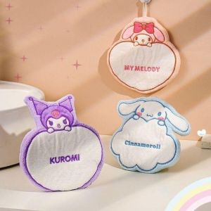 Kawaii Sanrio Cinnamoroll Melody Coral Velvet Absorbent Quick Drying Hanging Hand Towel Kuromi Cartoon Cute Childrens Square Towel