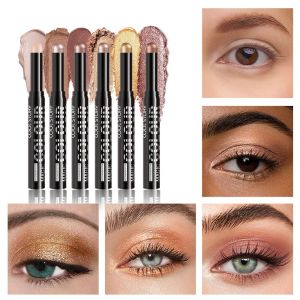 PTK52 ไฮไลท์ใบหน้า ชุดอายแชโดว์แบบแท่ง ง่ายต่อการระบายสี กลิตเตอร์แวววาว อายแชโดว์สีมุก 6 สี ไม่ซึมน้ำ ดินสอเขียนตา อายแชโดว์