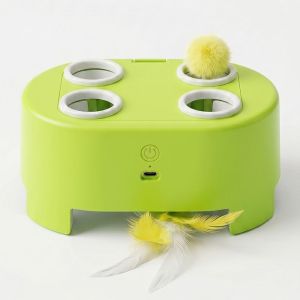 meilovmao Electric Cat Toy Mainan Kucing Elektrik Automatic Whack A Mole Feather Ball Interactive