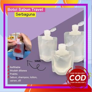 5pcs Travel Pouch Botol Refill Sabun Transparan / Botol Travel Shower Gel Shampoo Portable Botol Refill Tempat Sabun Cair Travel Plastik