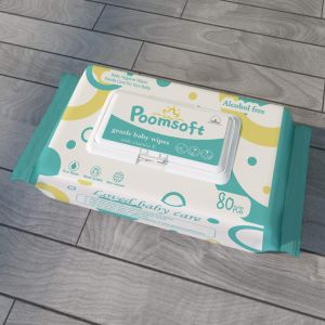 Poomsoft 80แผ่น ผ้าเช็ดทำความสะอาดเด็ก นุ่มสบาย Baby Wet Wipes
