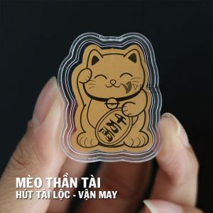 Mèo Thần Tài VEGAN dán điện thoại đặt vào bóp ví thu thút tài lộc