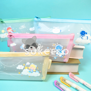 Jala Kotak Pensil Resleting JC-5208 / Tempat pensil Jaring Motif Lucu Murah Berkualitas