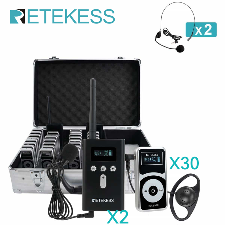 Retekess T130P T131P Whisper Device for Guided Tour Training Factory Visit Group Communication with 32-slot Charging Case