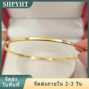 [COD] SHPYHT Ship within 24 hours กำไลข้อมือบางวงกลมเรียบเหล็กไทเทเนียมสำหรับผู้หญิงสร้อยข้อมือวินเทจเครื่องประดับของขวัญสำหรับงานปาร์ตี้