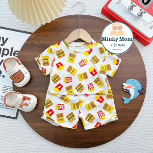 Bộ Quần Áo Trẻ Em Ngắn Tay MINKY MOM Vải Nhũ Lụa Mềm Mát Mịn Thiết Kế Phong Cách Cho Bé Trai Bé Gái 0-8 Tuổi TN-IN198