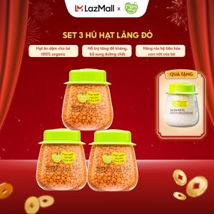 Đậu lăng đỏ hữu cơ Mămmy giàu chất xơ protein nấu cháo cho bé ăn dặm set 3 hủ lăng đỏ