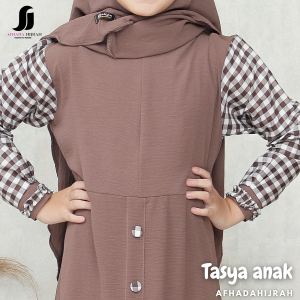 Afhadahijrah - Gamis anak perempuan set hijab cadar TASYA maroon baju dan jilbab instan syari free niqab