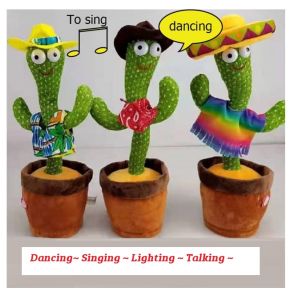 Funny Dancing Cactus Plush Toys Electronic Cactus with Singing Dancing Lighting 120 Song Education Toy
