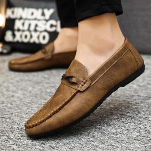Korean Fashion Loafers Black Business Leather Shoes Black Mens Casual Shoes