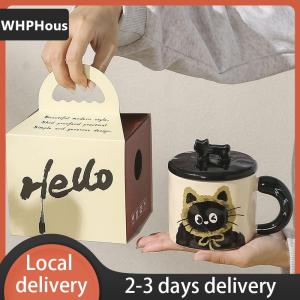 [COD] WHPHous Ship within 24 hours Cute Cat  Mug With Lid Coffee Cup Drinking Cup Office Gift Practical Birthday Gift