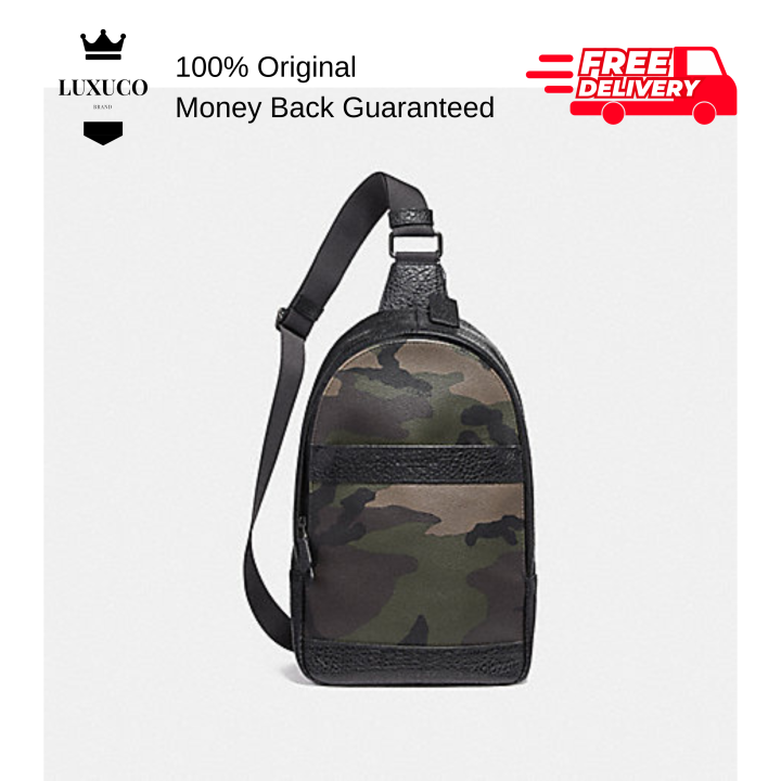 [Luxuco] Coach Charles Pack With Camo Print F29713 Pouch Chest Shoulder