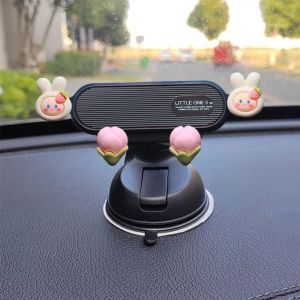 MIRELAE Suction Cup Car Phone Holder Adjustable Viewing Angle Gravity Clamp Car Mobile Holder Cute Anti-Slip Support Dashboard Phone Mount Cartoon Decor