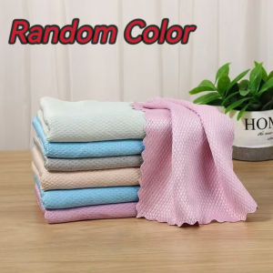 6Pcs Fish Scale Microfiber Set Streak Free Lint Free Glass Polishing Towel Super Water Absorbent Kitchen Dish Wiping Rag Assorted Colors