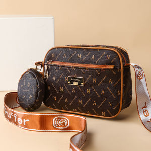 G7 European and American Cross-Border New Womens Bag Color-Block Print Casual Shoulder Bag Wholesale Foreign Trade Crossbody Bag Mother Two-Piece Set 7/7