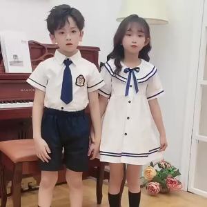 Primary and Secondary School Kindergarten Suit Summer Clothes Children Business Attire Primary School Students Short-Sleeved School Uniform Chorus Recitation Graduation Photo Costume Suit