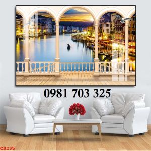 Gạch tranh khung cửa sổ 3D đẹp