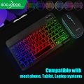 GOOJODOQ 10 Inch Backlit Backlight Keyboard And Mouse LED Colorful Bluetooth Wireless Keyboard For iPad Laptop Android iPhone. 