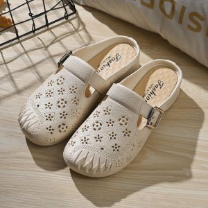 Free Shipping New WomenS Half-Slipper Style Gentle And Elegant For Summer Wear With A High-End Feel Perfect For Creating A Sophisticated And Chic Look Versatile And Easy To Match With Any Outfit And Features A Flat Sole