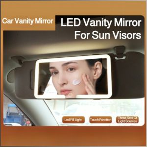 Cosmetic Mirror Car Interior Products Beauty Lenses Three-color Temperature Light Source Invisible Storage