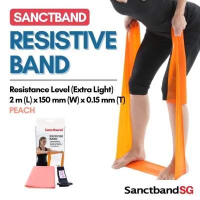 Sanctband Resistance Bands 2m Length Resistive Bands Extra Light Resistance Band Level 1 Exercise Band Peach Exercise Bands