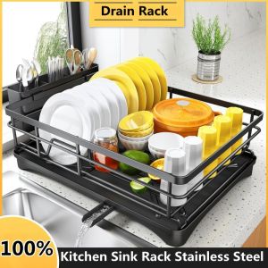 Kitchen Drain Rack /Dish Rack Bowl Rack Cutlery Drainer Kitchen Sink Rack Stainless Steel Sink Organizer Kitchen Storage Rack Shelf