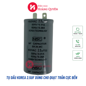 Tụ quạt trần 25mF -400V hàn quốc dùng cho các loại quạt trần siêu bền ( bh 2 năm)