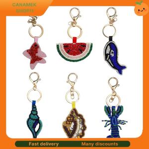 ❣️❣️❣️ Beaded Patch Sequin Rhinestones Crab Starfish Seashell Conch Keychain For Embellishing Bag Charm Decor