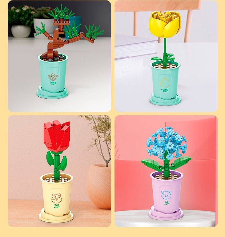 Lazahome fleurs en pot à construire kit de blocs assemblage_voghion.com