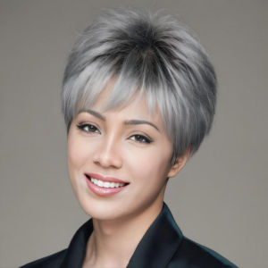 European and American fashion wigs for women short straight hair black and white mixed color full headset