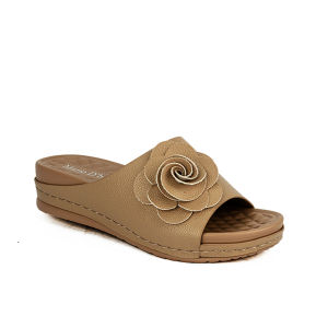 Mario D Boro Womens Elegant Rose Embellished Flat Sandals LX 26062 Beige/Old Rose C49