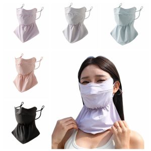 THANKSKY khẩu trang kín mặt khau trang vải nữ khẩu trang chống uv Tai treo Mặt nạ chống nắng Màu trơn Kem chống nắng cổ Che nắng cổ Có thể điều chỉnh Mặt nạ UV Phụ nữ