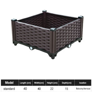 Deep Square Plastic Planter Box for Balcony - Modular Vegetable Flower & Herb Garden Pot