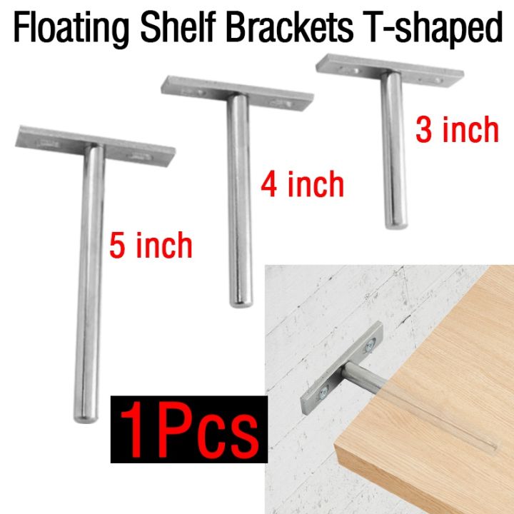 1PC Floating Shelf Brackets 3/4/5 inch Tshaped Invisible Wallmounted
