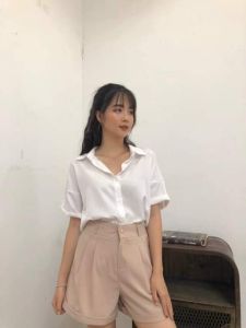 Quần short đùi nữ gập gấu chất tuyết mưa mặc phong cách cho mùa hè