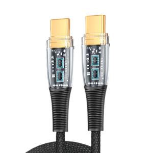 100W Type C to Type C Cable with LED Display Aluminum with Clear Designs for Fast Charging for Smarphones