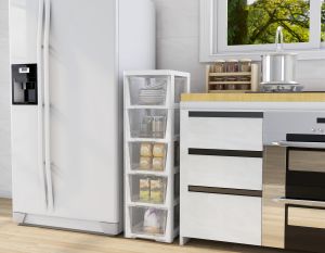 25cm Wide Gap Transparent Hollow Style Slim Drawer Storage Cabinet 250DL