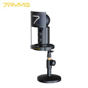 7RYMS AU02-K1 Cellphone/Computer Recording Live Streaming Microphone Kit USB Professional Denoised Condenser Mic Set with Sound Card Inside RGB Light and Desk Stand for Podcast Music Recording/Gaming/Audiobook /ASMR