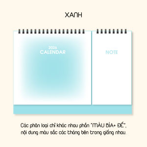 Lịch bàn lò xo chữ A NOTE 2026  lịch âm dương - BASIC - STICKER NOTE DÁN - desk calendar 2026