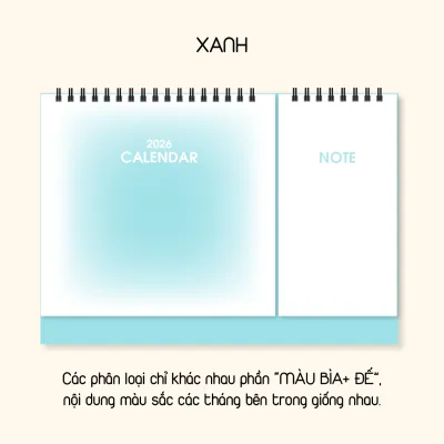 Lịch bàn lò xo chữ A NOTE 2026 lịch âm dương - BASIC - STICKER NOTE DÁN - desk calendar 2026