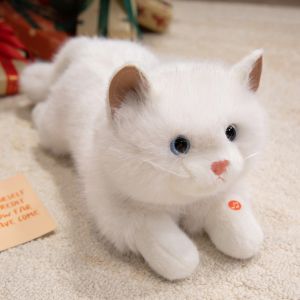 PURETEN Soft Simulation Cat Plush Toys Fluffy Voiced Realistic Cat Doll Cute Stuffed Animal Birthday Gifts