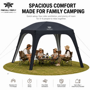 PINEVALL FIREFLY Outdoor Camping Dome Tent Outdoor Dome Tent Camping Portable Black Tent Shelter with Zipper Door Cloth Window Screen Set