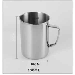 YUDESHUI Large Capacity Laboratory Beaker Stainless Steel Scale Graduation Espresso Mugs 1000ml Measuring Cups Baking