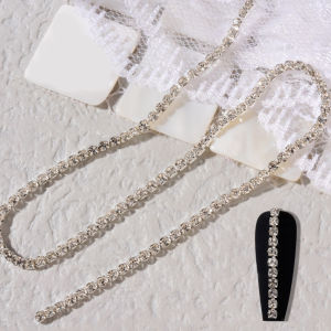 25cm Pearl Claw Chain Nail Rhinestone 3D Metal Silver AB Diamond Pearl Chain Can Be Cut DIY Charm Nail Art Decorations Accessory